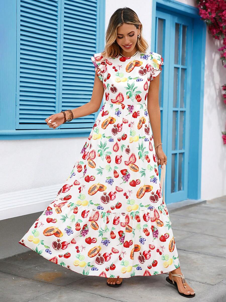 Vivid Eden 女士水果印花盖袖连衣裙 - 彩色 - 查看 1