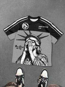 PAVTROS 男士夏季休闲撞色拼布雕塑印花T恤 - 彩色 - 查看 2