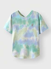 JNSQ adolecent Girl Outdoor Professional Sports Loose T-Shirt, Enfants Col Rond 3M Impression de Lettre Réfléchissante T-Shirt de Sport Professionnel Ample Outdoor