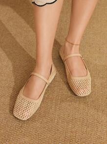 Styleloop Sandalias de plataforma con cuña y tira de tobillo con estampado de moda para mujer