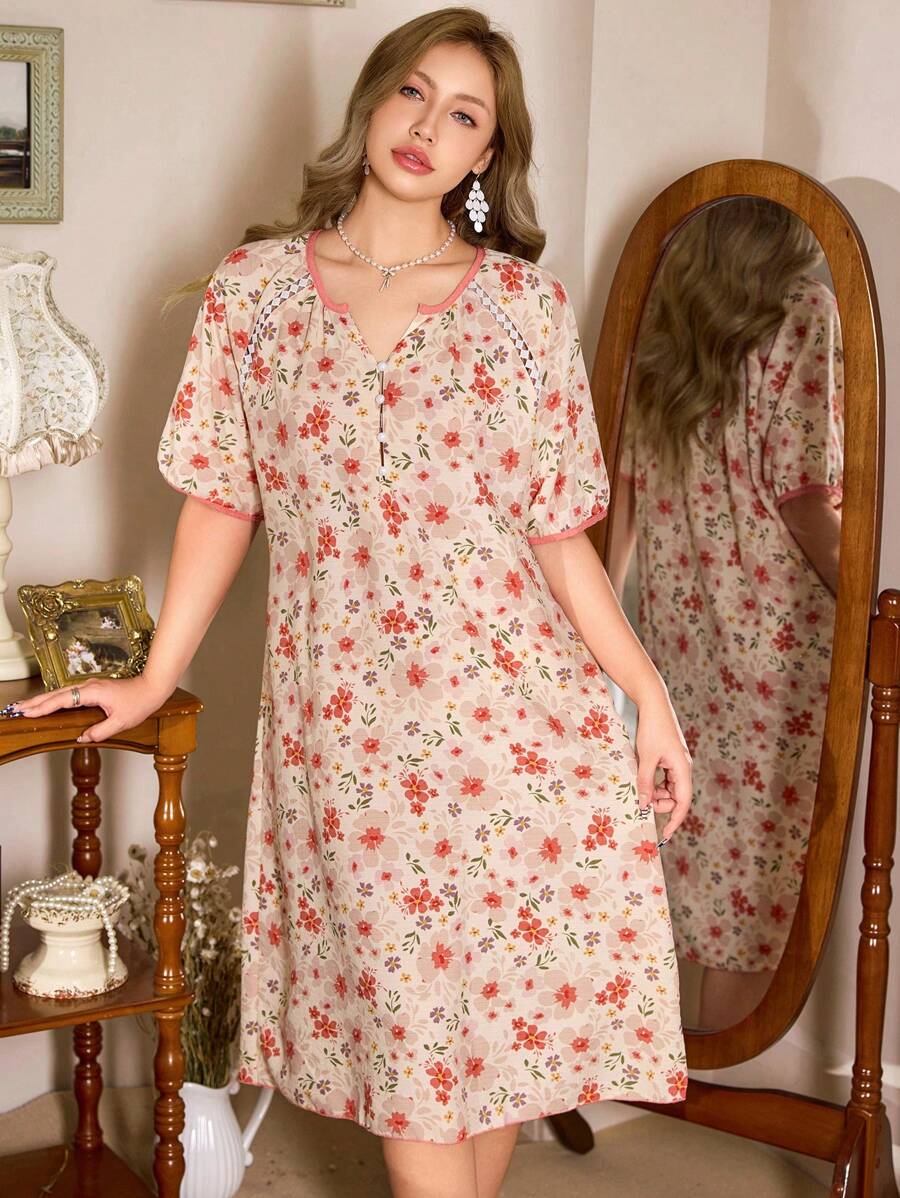 CottageSlumber 浪漫碎花撞色女式睡袍