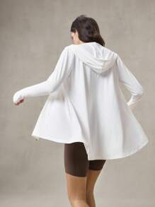 OutZeal 女士白色防晒外套 夏季日常休闲长袖上衣 防紫外线 速干 带帽 拇指孔 - 白色 - 查看 9