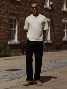 Musero Men Graphic Print Oversized T-Shirt Short Sleeve Drop Shoulder Summer Spring Holiday Vacation Streetstyle - Cream - View 5