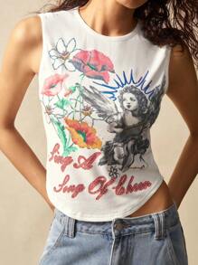 Bohemela Solid Color Knit Sleeveless Fitted Women Tank Top - White - View 6