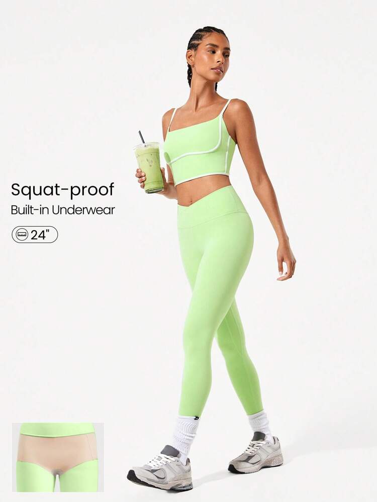 24" FeatherFit™ Crossover Leggings z wbudowaną bielizną Lekkie wsparcie Niski wpływ Joga Codzienna siłownia