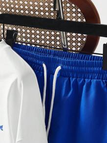 EASEVO Conjunto de camiseta de manga corta de cuello redondo holgada de punto y pantalones cortos talla grande para hombre