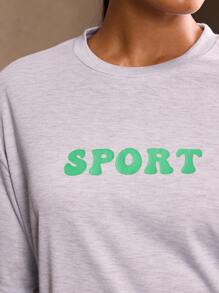 Powerista 女士字母印花運動t恤 - 淺灰色 - 查看 5