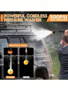 SHEIN Lavadora inalámbrica, lavadora portátil para automóvil, pistola de lavado de automóviles con rociador de espuma, manguera de 5 metros, para la limpieza del automóvil, piso, patio y riego