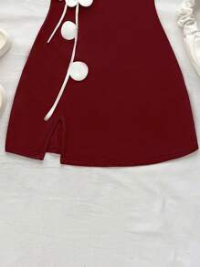 Soleia Vestido mini ajustado de mujer con cintura ceñida y estampado floral para vacaciones, sin mangas, ajuste estilizador, con abertura lateral, adecuado para fiesta, calle, vacaciones, festival de música, crucero, té de la tarde, verano