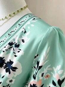 SHEIN Unity 大码女式V领短袖系腰连衣裙