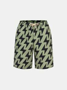 SHEIN Vielseitige lässige kurze Hose mit tropischem Pflanzen-Muster für Teenager Jungen, geeignet für Pendeln, Schule, Alltag, Urlaub, Party, Musikfestival, Sport, Frühling/Sommer