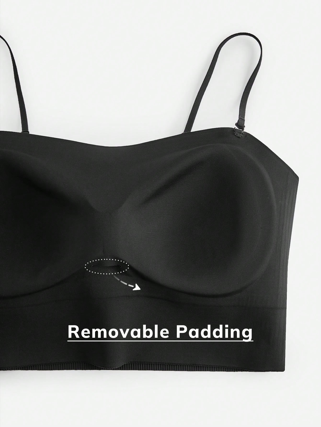 Dream Curve 2ndSkin Black Wireless Seamless Built-In Bra Backless Lounge Basic Sports Workout Lingerie As Outerwear SizeFreedom Camisole Tube Tanktop Outfits Comfortable Must-Haves Also Suitable For Teen Girl & Young & Kid Bra-Free Cami