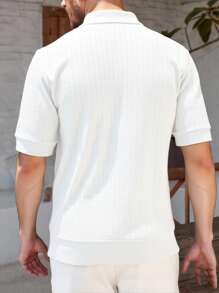 Manfinity CityGents Top tricoté à manches courtes de couleur unie casual pour hommes en été