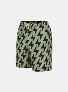 SHEIN Vielseitige lässige kurze Hose mit tropischem Pflanzen-Muster für Teenager Jungen, geeignet für Pendeln, Schule, Alltag, Urlaub, Party, Musikfestival, Sport, Frühling/Sommer