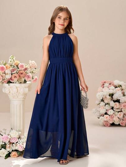 Pitira Pitira Tween Girl Solid Color Sleeveless Snug Fit Mini Dress