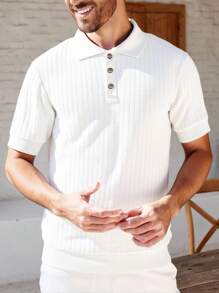 Manfinity CityGents Top tricoté à manches courtes de couleur unie casual pour hommes en été