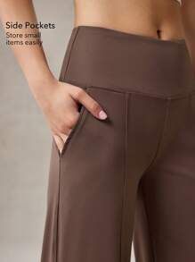 OutZeal Pantaloni a vita alta in maglia, con tasche laterali, gamba dritta, adatti per uso casual quotidiano, freddi al tatto