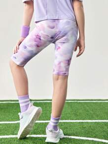 JNSQ 2 pièces/Set Short de sport serré professionnel pour préadolescentes, leggings de sport ajustés avec taille haute élastique imprimée et de couleur unie, combinaison, vêtements de rentrée scolaire