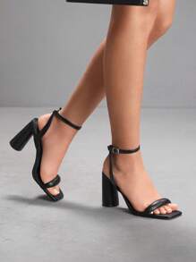 CUCCOO SZL Women Silver Rhinestone Embellished High Heel Sandals - Black - View 10