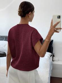 Siren Gaze 女士休闲纯色 3D 花卉短袖针织上衣