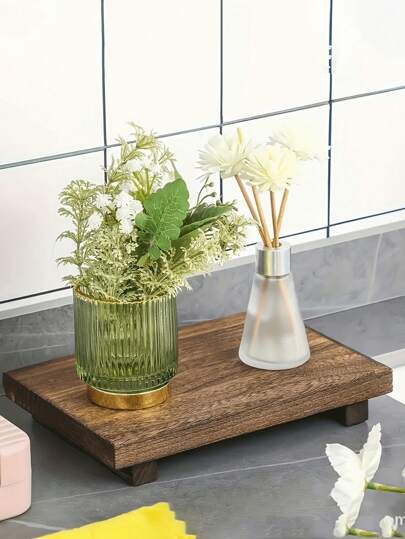 SHEIN 1 件木制立管用于展示木质底座支架木制立管用于装饰农舍复古乡村立管可堆叠厨房木制立管托盘立管，3 种尺寸（棕色、8 X 4.3、6 X 3.5、4 X 2.8 英寸）家居浴室装饰浴室收纳夏季