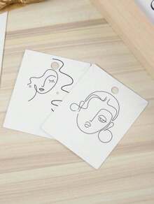 SHEIN 50 Thẻ đóng gói trang sức 4,8x6,2cm, Giấy đồng, In nhiều màu, Thẻ trưng bày trang sức theo phong cách tối giản, Nhãn Ngày lễ tình nhân trở lại trường, Túi quà, Thích hợp cho thiệp chúc mừng, kẹo, trang sức và quà tặng ngày lễ, Vật tư đóng gói quà tặng thời trang và đa năng - Đen và trắng - Xem 2