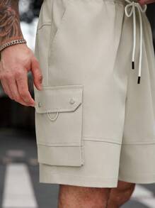 Manfinity Homme 男士加大码工装短裤，带口袋，适合春夏穿着，运动休闲皆宜，时尚百搭。情侣款，也是送给男友或老公的绝佳礼物。 - 卡其色 - 查看 2