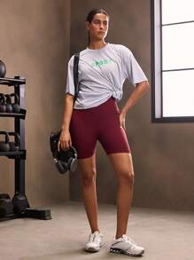 Powerista 女士字母印花運動t恤 - 淺灰色 - 查看 6