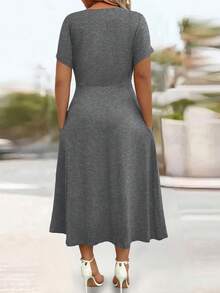 Chiquease Elegantes Damen Twist-Strickkleid, Lässig, A-Linie, schmeichelhaft, schlankheitsfördernd