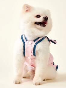 PETSIN Rok Pullover Anjing/Kucing Berwarna Pink Manis & Elegan dengan Hiasan Pita Lipit, Cocok untuk Pesta, Ulang Tahun, dan Acara Lainnya, Musim Semi/Panas - Berwarna merah muda - View 2