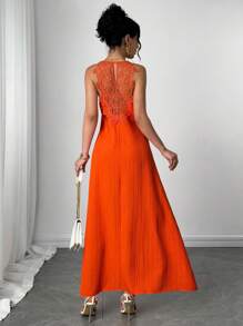 Calvaya Women's Elegant Lace Backless Sleeveless Maxi Dress, Vacation Style