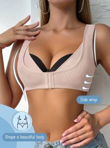 SHEIN 1pc Front Opening Underwire High Impact Sports Bra Lift & Enhance