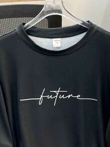 SHEIN 2 Stücke Teenager Jungen Lässig Farbverlauf T-Shirt und Shorts Set, Straßenpunk Rock Stil Outfit für Alltag, Party, Musikfestival, geeignet für Frühling/Sommer, Schwarz & Grün Englisch Aufdruck