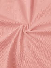 SHEIN PETITE CURVE 大码休闲基本款修身白色圆领露肩背心 - 粉色 - 查看 9