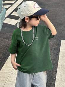 Dazy Kids Camiseta para niños, ropa de otoño para vacaciones - Verde Oscuro - Ver 5