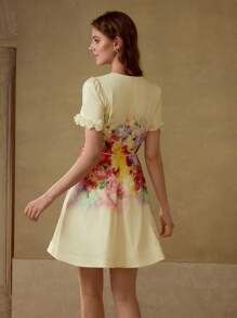 MOTF PREMIUM FLORAL PRINT BELTED DRESS - Multicolor - View 3