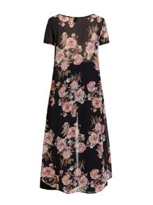 Ellevyn Mother Day Summer Women Asymmetrical Hemline Crossed Split Two Pieces Outfit With Flower Design Hawaiian Two Pieces Outfits - Multicolor - View 2