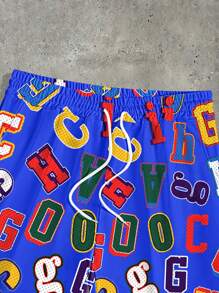 PAVTROS Manfinity Streetrush Men's Casual Letter Print Summer Shorts - Multicolor - View 3