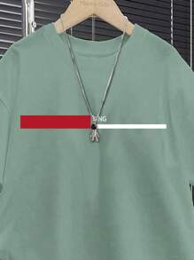 SHEIN 2pcs/Set Teen Boy Casual Classic Color Block & King Graphic Print Short Sleeve Round Neck Outfit, Suitable For Summer