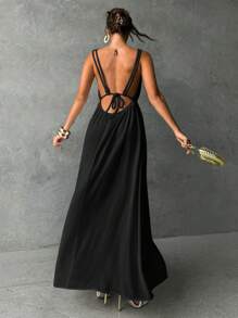 Aloruh Vestido de tirantes finos con espalda descubierta en unicolor para vacaciones
