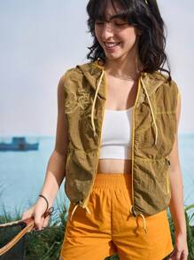 In My Nature Gilet pour femme de couleur unie, pour le casual et les activités extérieures