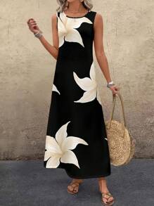 EMERY ROSE 女士休闲花卉图案圆领连衣裙，适合夏季 - 彩色 - 查看 3