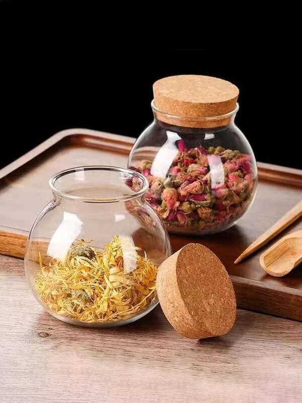 SHEIN Transparent Glass Sealed Jar For Storage Of Nuts, Grains, Tea Leaves And Other Small Items