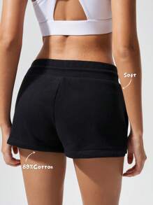 Fluxe Shorts deportivos de punto de unicolor informal de tiro bajo