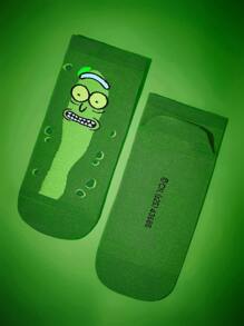 Rick and Morty X SHEIN 4 paia di calzini alla caviglia morbidi, traspiranti, che assorbono l'umidità, per uomo, con punta e tallone rinforzati, durevoli per tutte le stagioni, colori nero e verde, unisex - Multicolore - Visualizzare 11