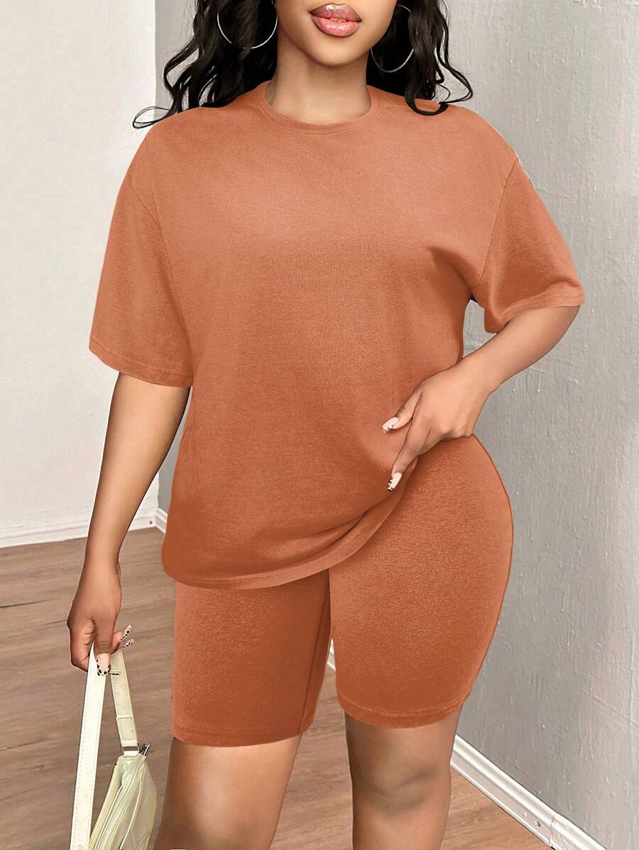 SHEIN SXY 女士日常两件套服装 - 橘色 - 查看 1