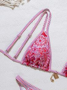 Swim Vcay Women's Paisley Print Pink Bikini Swimsuit For Vacation & Beach For Summer - Multicolor - View 5