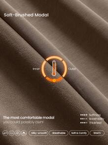 GLOWMODE 莫代尔羊毛保暖超大半拉链袋鼠口袋连帽衫，带拇指孔，日常休闲秋冬 - 可可 - 查看 2