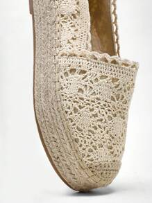 Solezae 女士时尚手工网眼黄麻鞋底轻便舒适复古风格帆布鞋，厚底，带缝线细节