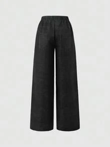 Pantalones largos negros informales con estampado de dibujos animados para niñas adolescentes, atuendos universitarios y ropa deportiva para el regreso a clases 2025